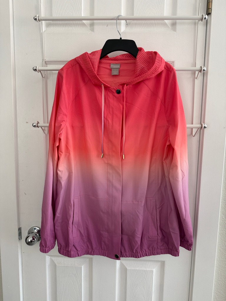 Chicos Zenergy Upf 50+ Hooded Windbreaker Jacket - Pink To Purple Ombre